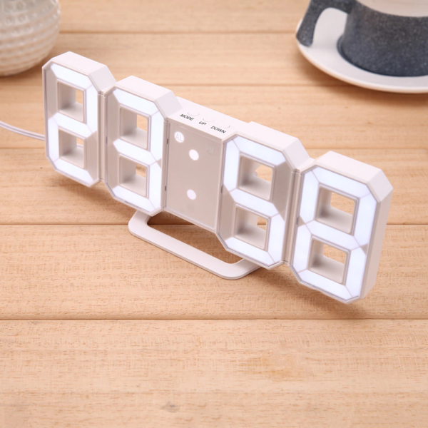Relógio Digital LED 3D Despertador Termômetro Moderno Mesa ou Parede