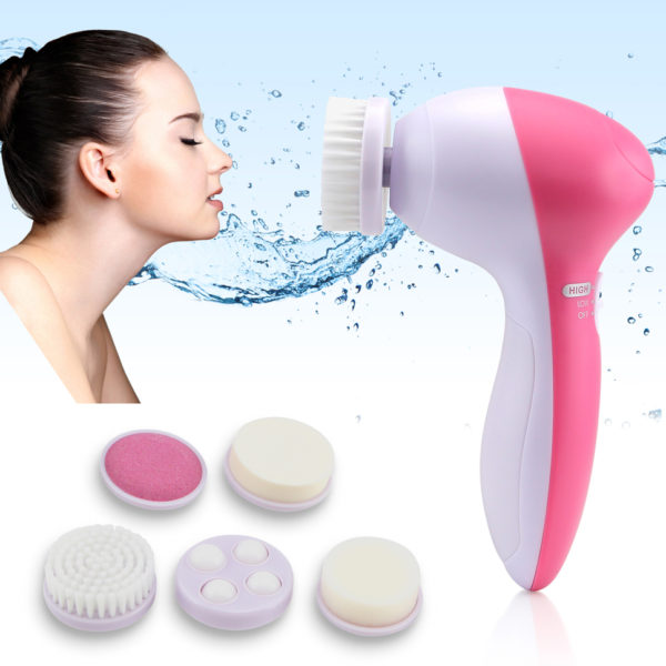 Escova de Limpeza Facial Elétrica Massageadora Esfoliante 5 em 1