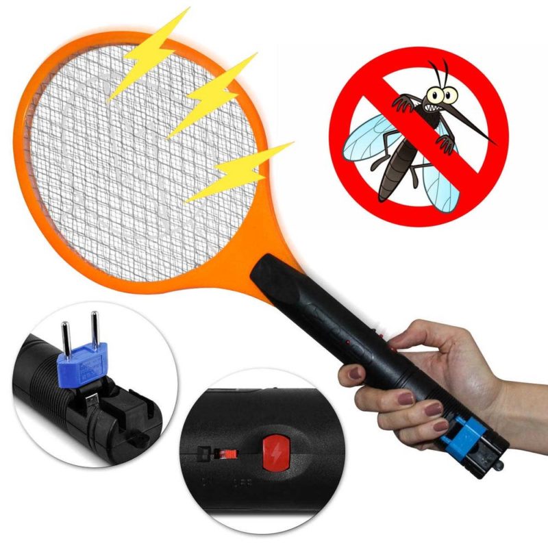 Raquete Elétrica Mata Mosca e Mosquito Dengue Insetos Recarregável 110/220 Bivolt