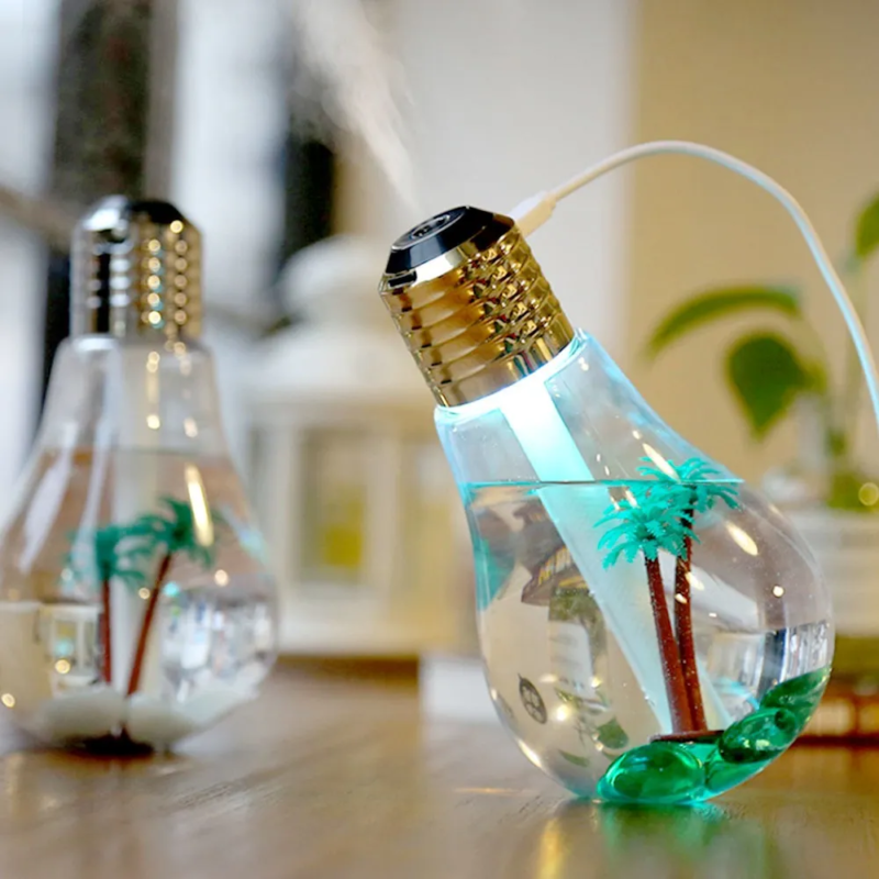 Umidificador e Aromatizador de Ar Luminária em Formato de Lampada