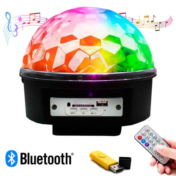 Globo Bola Maluca Led Magic Cristal Rgb Bluetooth Som MP3 Pen Drive
