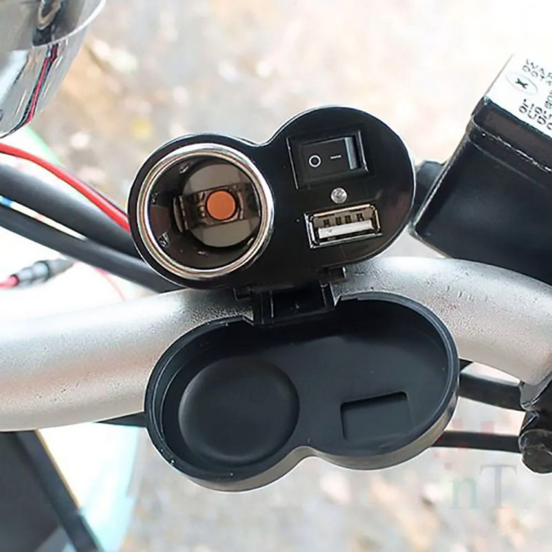 Tomada USB Para Moto Carregador Celular GPS Acendedor Cigarro