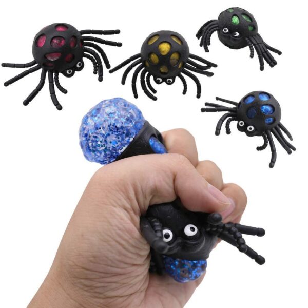 Squishy Aranha Negra Silicone e Orbeez em Gel Brinquedo de Halloween